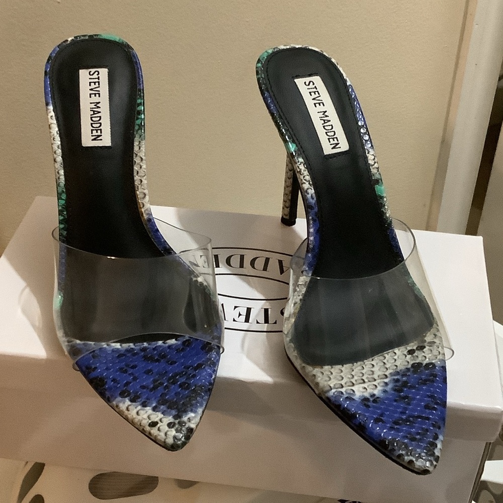 Steve Madden Blue and Green Snakeskin Heels